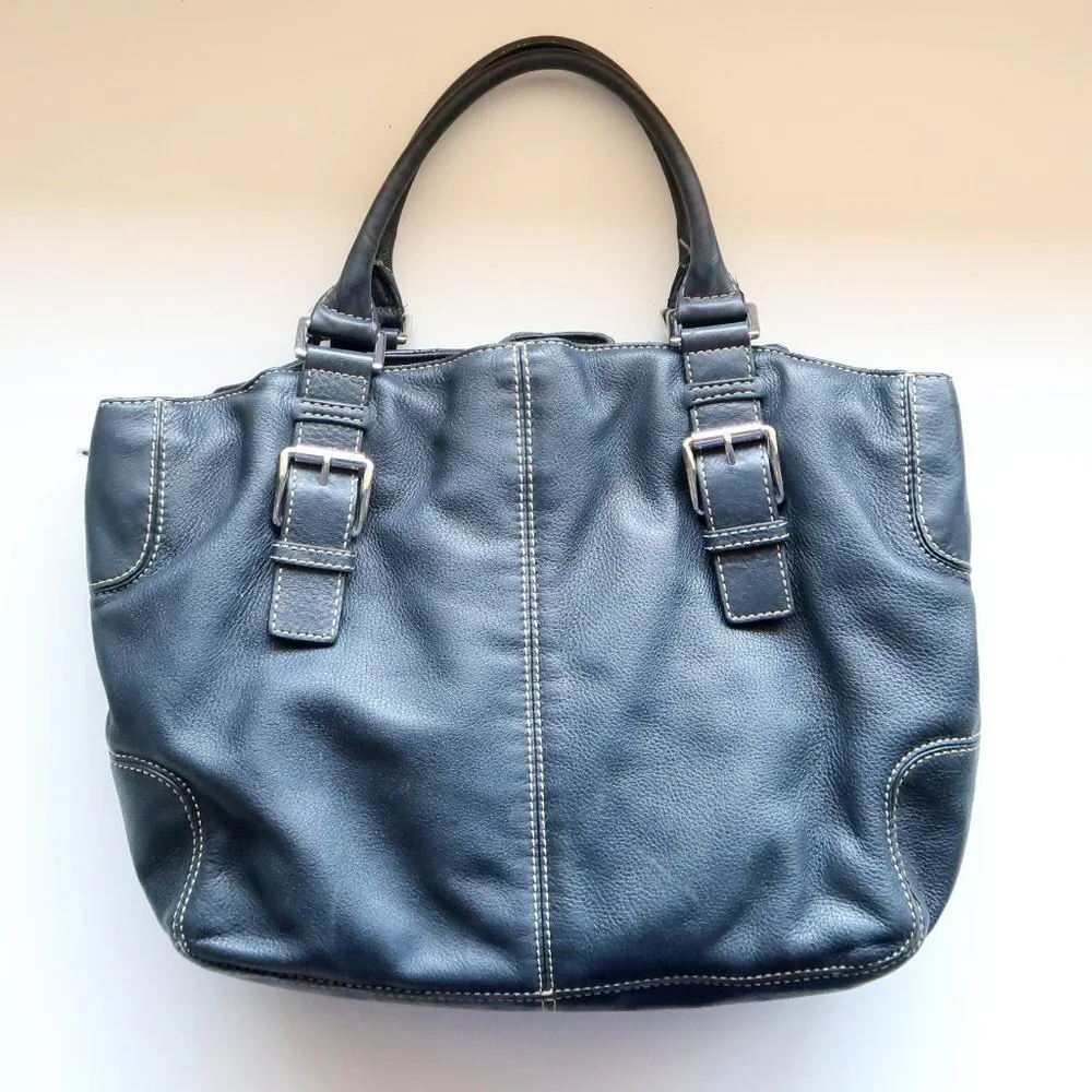 Michael Kors Navy Leather Tote - Picture 2 of 7